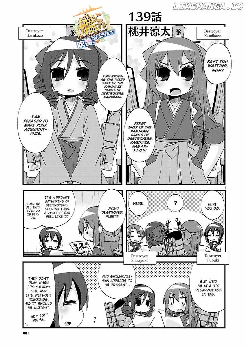 Kantai Collection - Kankore - 4-koma Comic - Fubuki, Ganbarimasu! chapter 139 - page 1