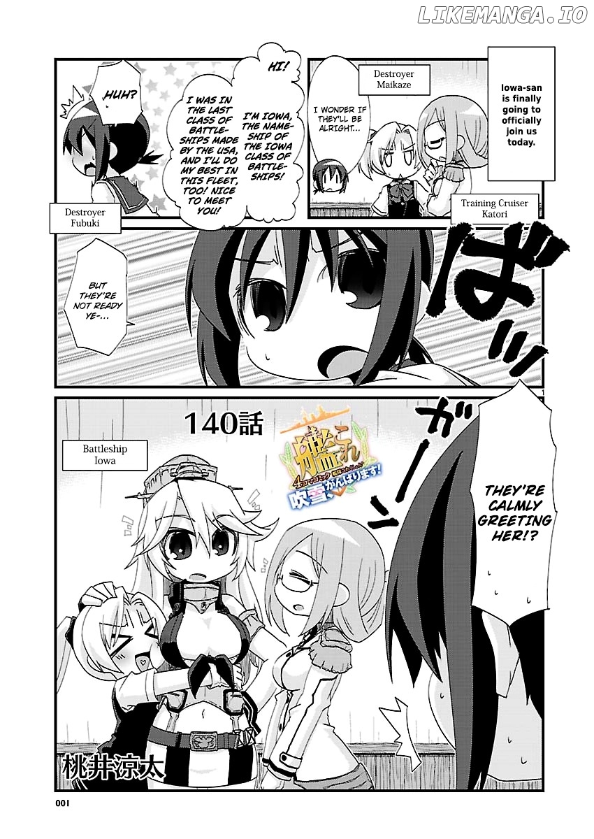 Kantai Collection - Kankore - 4-koma Comic - Fubuki, Ganbarimasu! chapter 140 - page 1