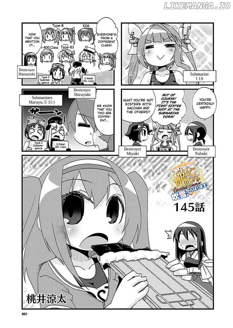 Kantai Collection - Kankore - 4-koma Comic - Fubuki, Ganbarimasu! chapter 145 - page 1