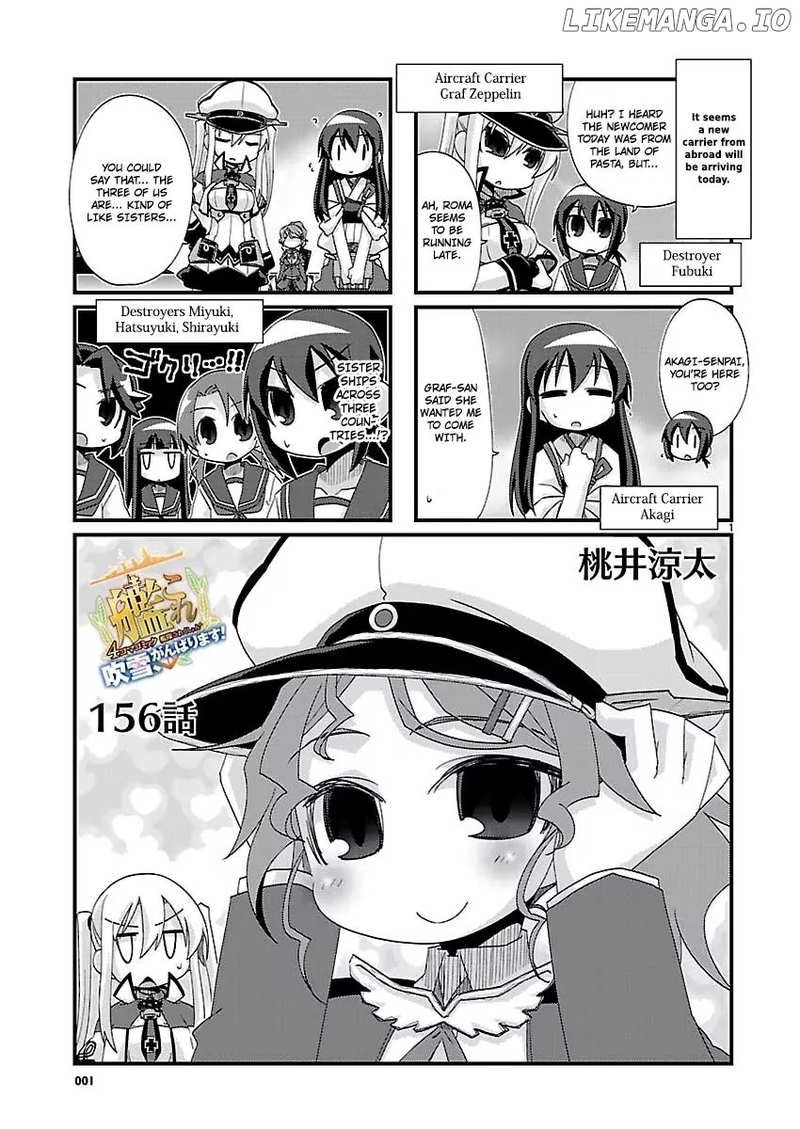 Kantai Collection - Kankore - 4-koma Comic - Fubuki, Ganbarimasu! chapter 156 - page 1