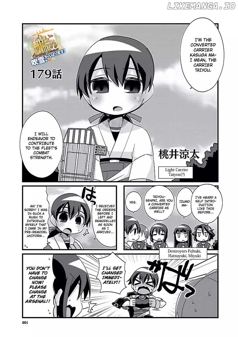 Kantai Collection - Kankore - 4-koma Comic - Fubuki, Ganbarimasu! chapter 179 - page 1