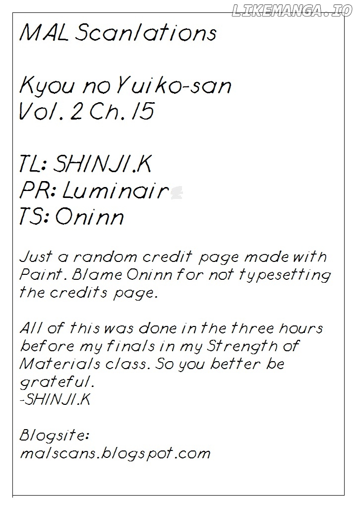 Kyou No Yuiko-San chapter 15 - page 15