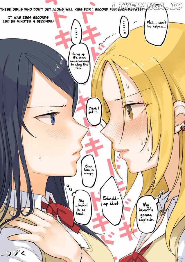 For Each Retweet, Two Straight Girls Who Don't Get Along Will Kiss for One Second chapter 1 - page 2